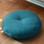 Buddha Stones Lotus Simple Pattern Linen Meditation Seat Cushion Home Living Room Decoration Decorations buddhastoneshop Detachable 40cm*10cm MediumTurquoise