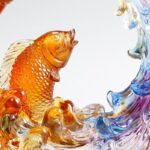 Buddha Stones Feng Shui Dragon Koi Fish Handmade Liuli Crystal Art Piece Home Office Decoration Decorations BS 6