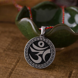 Buddha Stones Om Hum Sanskrit Titanium Steel Luck Colored Rope Necklace Pendant - OM Sanskrit - image 0