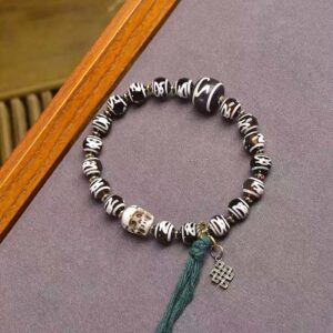 Buddha Stones Tibetan Dzi Bead Skull The Lord of the Corpse Forest Wealth Bracelet - Skull(Wrist Circumference: 16-17cm) - image 0