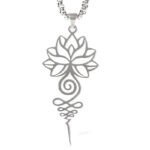 Buddha Stones Lotus Unalome Chakra Symbol Design Stainless Steel Enlightenment Necklace Pendant - image 5