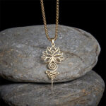 Buddha Stones Lotus Unalome Chakra Symbol Design Stainless Steel Enlightenment Necklace Pendant - Gold - image 7