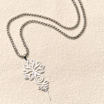 Buddha Stones Lotus Unalome Chakra Symbol Design Stainless Steel Enlightenment Necklace Pendant - image 3