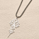 Buddha Stones Lotus Unalome Chakra Symbol Design Stainless Steel Enlightenment Necklace Pendant - image 2