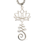 Buddha Stones Chakra Symbol Irregular Design Lotus Stainless Steel Enlightenment Necklace Pendant - image 5