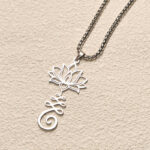 Buddha Stones Chakra Symbol Irregular Design Lotus Stainless Steel Enlightenment Necklace Pendant - image 2