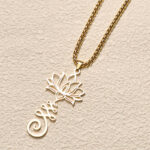 Buddha Stones Chakra Symbol Irregular Design Lotus Stainless Steel Enlightenment Necklace Pendant - image 9