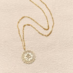 Buddha Stones Hollow Lotus Design Om Symbol Stainless Steel Connection Necklace Pendant - image 4