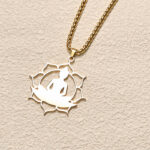 Buddha Stones Vintage Lotus Sitting Buddha Design Stainless Steel Enlightenment Necklace Pendant - image 1