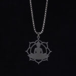 Buddha Stones Vintage Lotus Sitting Buddha Design Stainless Steel Enlightenment Necklace Pendant - image 17