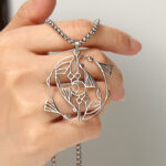 Buddha Stones Vintage Koi Fish Hollow Design Stainless Steel Luck Necklace Pendant - image 4