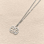 Buddha Stones Hollow Lotus Design Stainless Steel Enlightenment Necklace Pendant - image 3