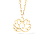 Buddha Stones Hollow Lotus Design Stainless Steel Enlightenment Necklace Pendant - image 12
