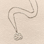 Buddha Stones Hollow Lotus Design Stainless Steel Enlightenment Necklace Pendant - image 2