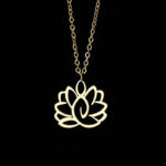 Buddha Stones Hollow Lotus Design Stainless Steel Enlightenment Necklace Pendant - Gold - image 7