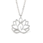 Buddha Stones Hollow Lotus Design Stainless Steel Enlightenment Necklace Pendant - image 5