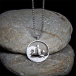 Buddha Stones Yin Yang Buddha Figure Hollow Design Stainless Steel Balance Necklace Pendant - image 17