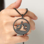 Buddha Stones Yin Yang Buddha Figure Hollow Design Stainless Steel Balance Necklace Pendant - image 6