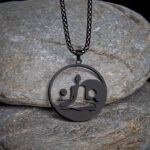 Buddha Stones Yin Yang Buddha Figure Hollow Design Stainless Steel Balance Necklace Pendant - image 1
