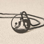 Buddha Stones Yin Yang Buddha Figure Hollow Design Stainless Steel Balance Necklace Pendant - image 5