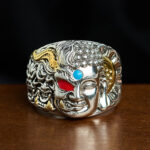 Buddha Stones Half Demon Half Buddha Lotus Copper Serenity Adjustable Ring - US10 (20 mm) - image 0