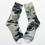 Buddha Stones Casual Multicolored Ink-style Waves Cotton Quarter Women's Socks - Honeydew - S (US 4.5-7，EU 35-38，UK/AU 2.5-4.5，AISA 22.5-24.5cm) - image 0