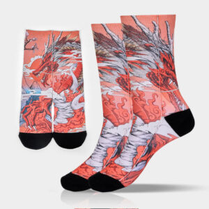 Buddha Stones Casual Red Dragon Volcano Sun Tree Mountains Micro Crew Men Women Unisex Socks - Coral - M-L(US 8-12，EU 41-45，UK/AU 7.5-11.5，AISA 25.5-28.5cm) - image 0