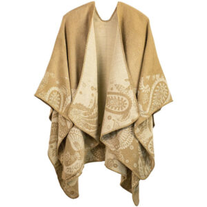 Buddha Stones Fall Winter Tibetan Paisley Pattern Shawl Thermal Cozy Unisex Scarf Wrap - Khaki - image 0