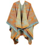 Buddha Stones Tibetan Jacquard Elephant Geometry Pattern Unisex Cozy Scarf Shawl - DarkOrange - image 9