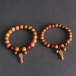 Buddha Stones Peach Wood Cinnabar Sword Charm Wealth Bracelet - image 10