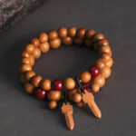 Buddha Stones Peach Wood Cinnabar Sword Charm Wealth Bracelet - image 12