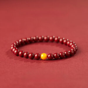 Buddha Stones Cinnabar Amber Concentration Bracelet - 6mm Cinnabar - image 0