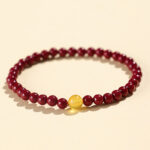 Buddha Stones Cinnabar Amber Concentration Bracelet - 4mm Cinnabar - image 1