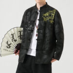 Buddha Stones Bamboo Dragon Frog-Button Desgin Long Sleeve Men's Jacket - image 6