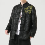Buddha Stones Bamboo Dragon Frog-Button Desgin Long Sleeve Men's Jacket - image 5