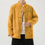 Buddha Stones Bamboo Dragon Frog-Button Desgin Long Sleeve Men's Jacket - image 11