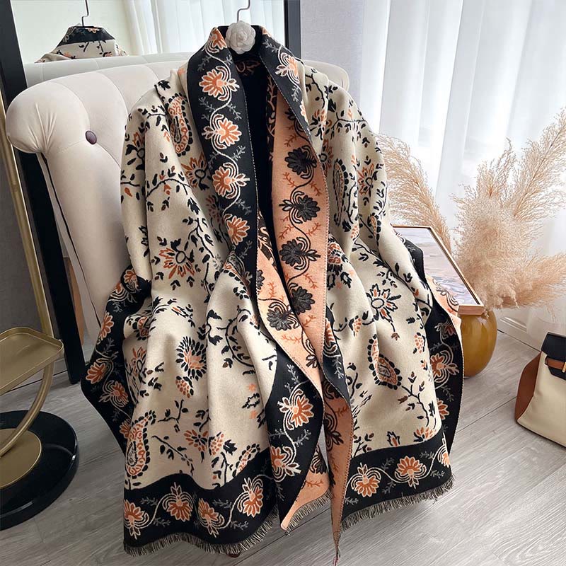 1759974956_2ed83a1e-bf47-4583-85b9-98119ce8d062 Buddha Stones Thickened Winter Paisley Flowers Vines Pattern Soft Scarf Shawl - image 20