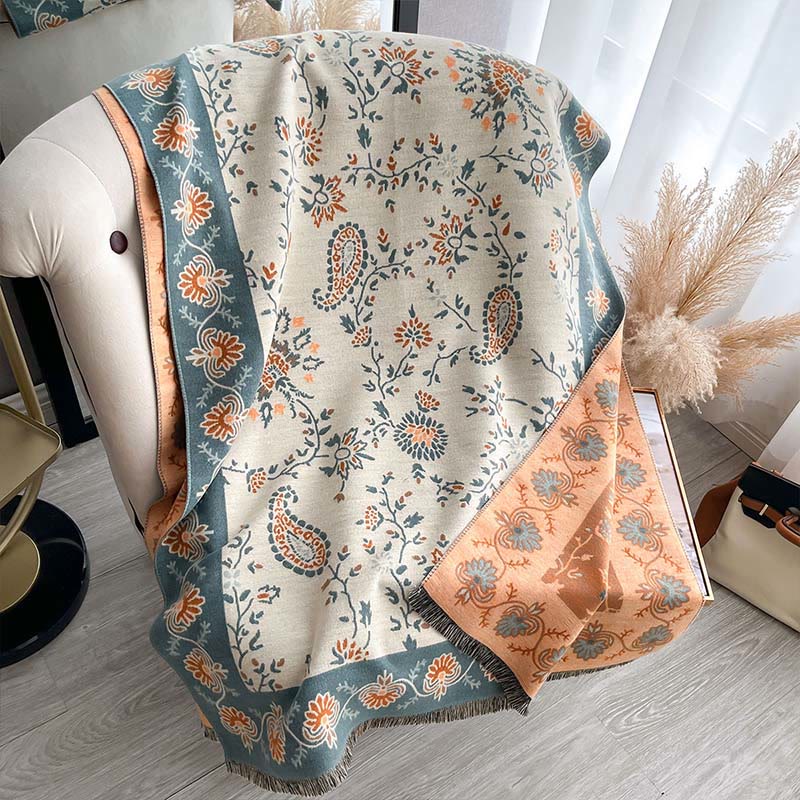 1759974956_5bc61cef-7556-452a-91de-4694f0099b40 Buddha Stones Thickened Winter Paisley Flowers Vines Pattern Soft Scarf Shawl - Beige - 185x65cm - image 12