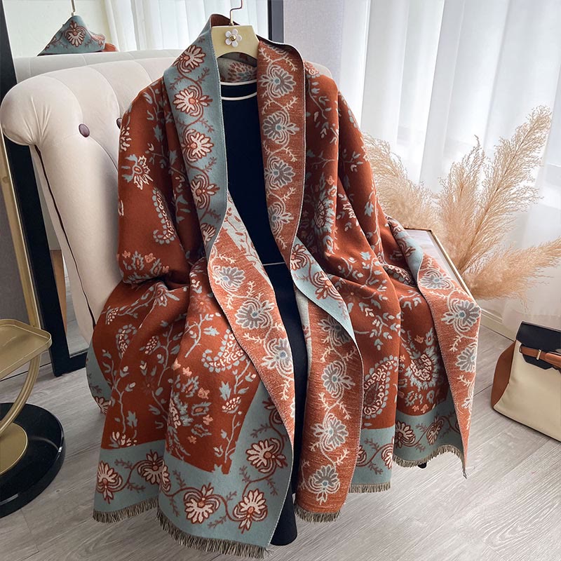1759974956_6fd56fa2-9e0f-42ad-85d9-37b1a90673e2 Buddha Stones Thickened Winter Paisley Flowers Vines Pattern Soft Scarf Shawl - image 2