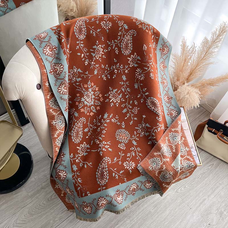 1759974956_8e84777c-6907-4418-b2ea-3b4c4e798b7f Buddha Stones Thickened Winter Paisley Flowers Vines Pattern Soft Scarf Shawl - image 1
