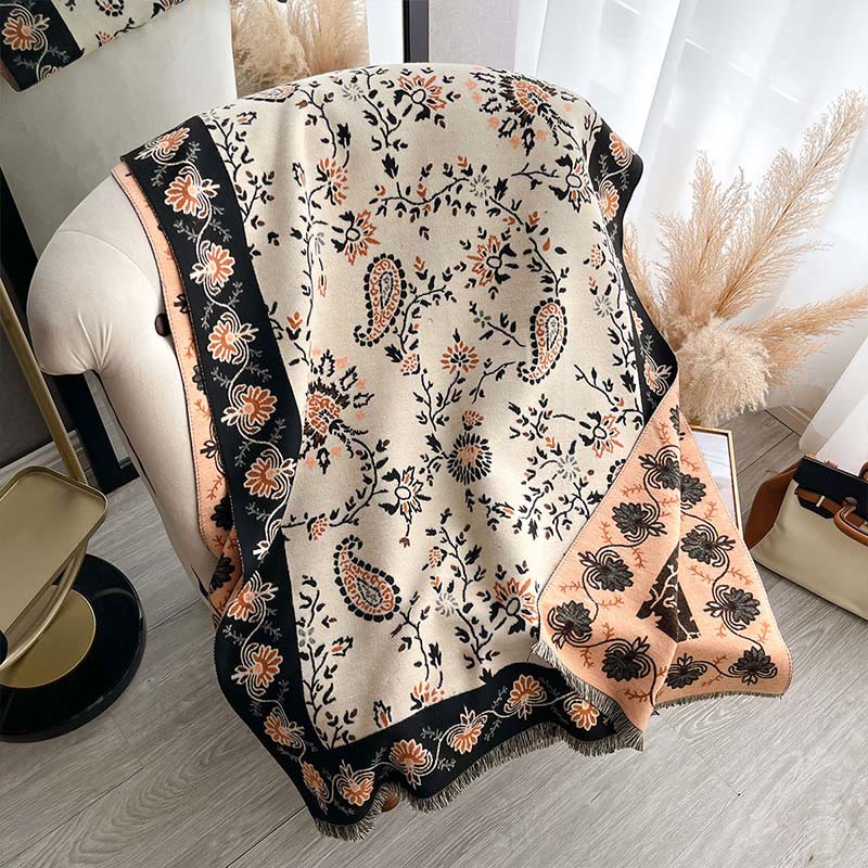 1759974956_9807bd88-a828-486a-b2da-ddf001dcd17c Buddha Stones Thickened Winter Paisley Flowers Vines Pattern Soft Scarf Shawl - OldLace - 185x65cm - image 19