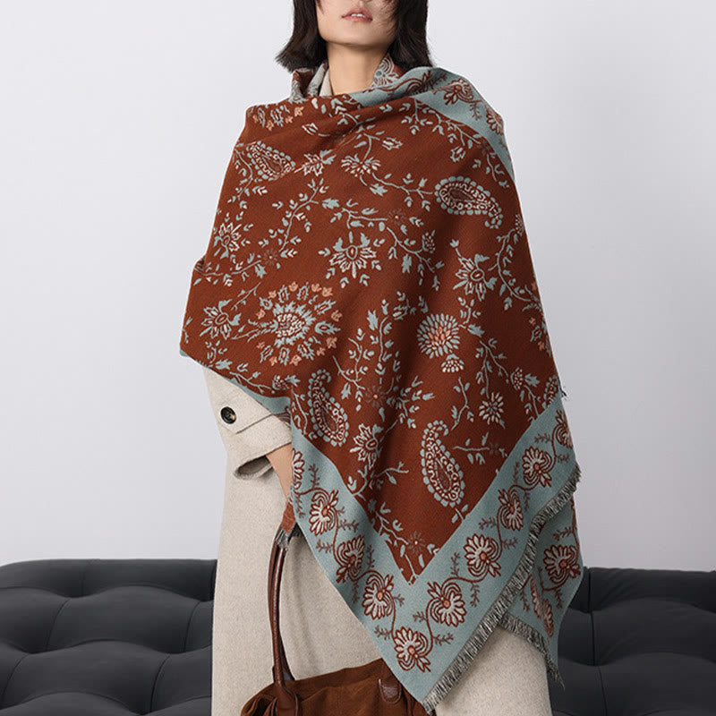 1759974956_c0ffc7f4-3cc1-4246-8bab-4f2bf170c474 Buddha Stones Thickened Winter Paisley Flowers Vines Pattern Soft Scarf Shawl - image 4