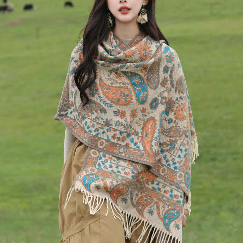 1759976120_1747b10f-7f4c-4aa0-952c-f724feb6782c Buddha Stones Ethnic Embroidered Paisley Flowers Pattern Tassel Soft Scarf Shawl - image 10