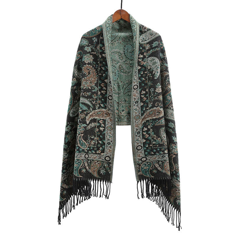 1759976120_3d2d33cb-942f-4779-80ce-89502922dddf Buddha Stones Ethnic Embroidered Paisley Flowers Pattern Tassel Soft Scarf Shawl - MediumSeaGreen - image 16