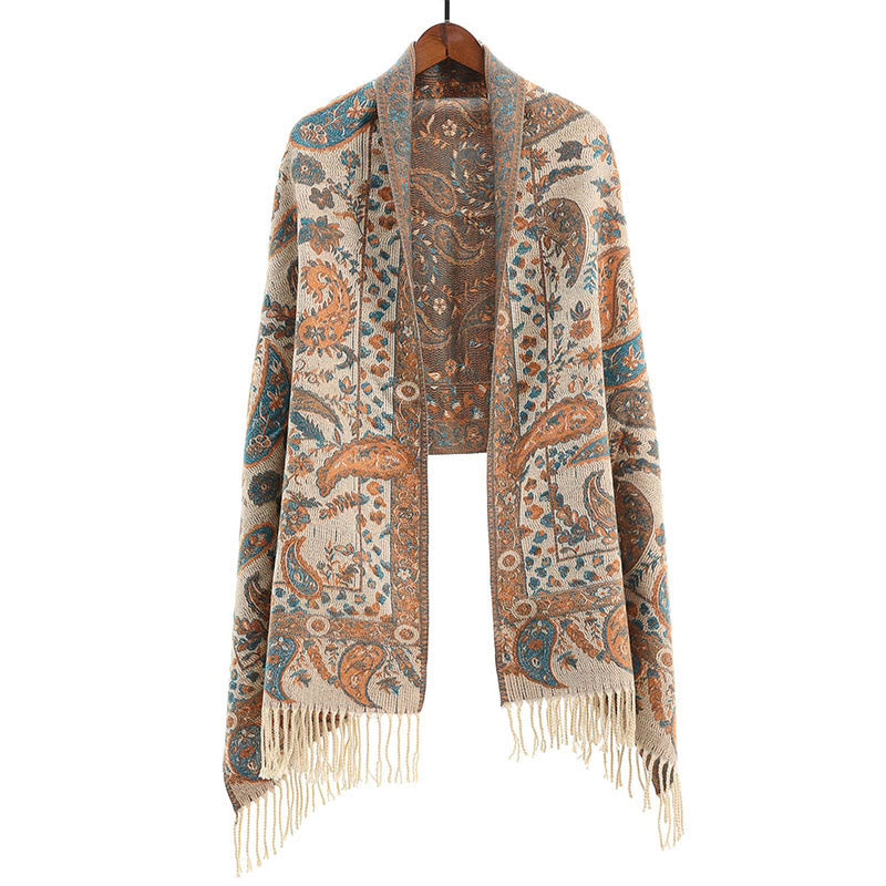 1759976120_5182d751-4f7b-4f7d-b292-dbe3dcdda98d Buddha Stones Ethnic Embroidered Paisley Flowers Pattern Tassel Soft Scarf Shawl - PapayaWhip - image 8