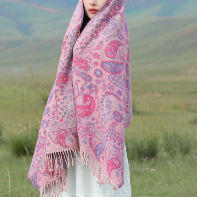 1759976120_a617bcc7-af76-4f0f-8dca-c3aa0dcb01a3 Buddha Stones Ethnic Embroidered Paisley Flowers Pattern Tassel Soft Scarf Shawl - image 6