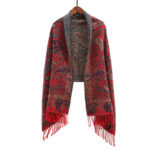 1759976120_bf51100f-70ab-4885-bc67-1dc635a0c622 Buddha Stones Ethnic Embroidered Paisley Flowers Pattern Tassel Soft Scarf Shawl - Red - image 17