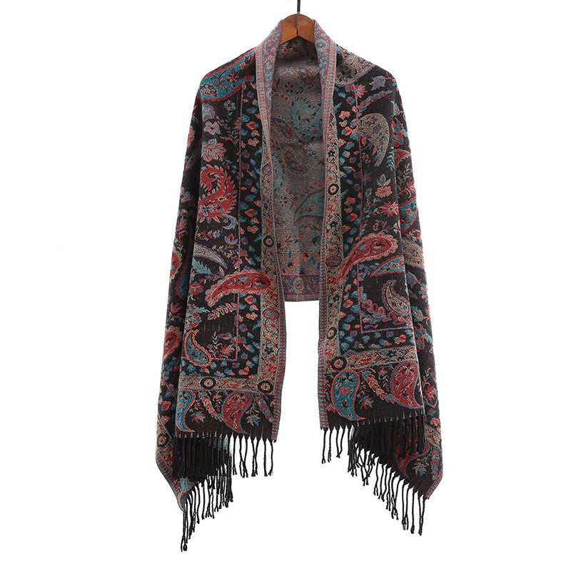 1759976120_cdadf772-d80e-495f-b627-8480a9dba580 Buddha Stones Ethnic Embroidered Paisley Flowers Pattern Tassel Soft Scarf Shawl - image 1