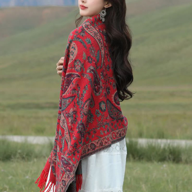 1759976120_f78399a9-3750-4856-b865-04dfea7a7a86 Buddha Stones Ethnic Embroidered Paisley Flowers Pattern Tassel Soft Scarf Shawl - image 23