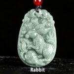 Buddha Stones Chinese Zodiac Jade Year of the Horse Luck Rope Necklace Pendant - Rabbit - image 14